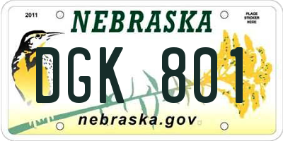 NE license plate DGK801