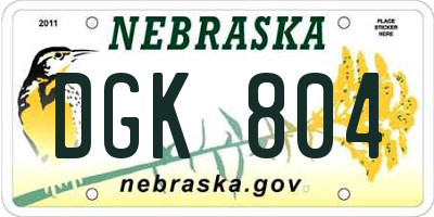 NE license plate DGK804