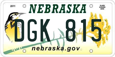 NE license plate DGK815