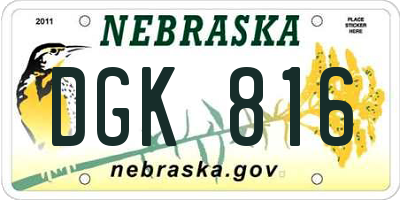 NE license plate DGK816