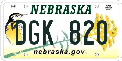 NE license plate DGK820