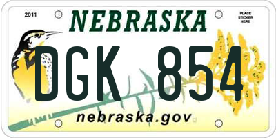 NE license plate DGK854