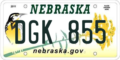 NE license plate DGK855