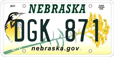 NE license plate DGK871