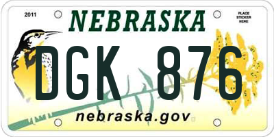 NE license plate DGK876