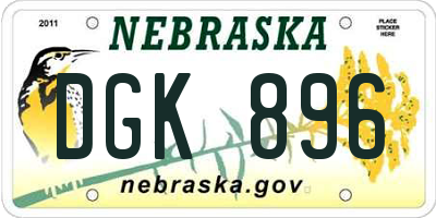 NE license plate DGK896