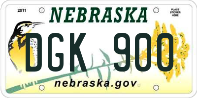 NE license plate DGK900