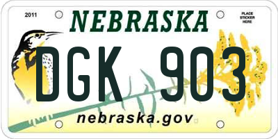 NE license plate DGK903