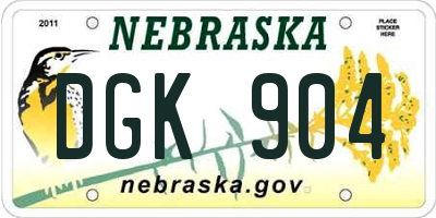 NE license plate DGK904