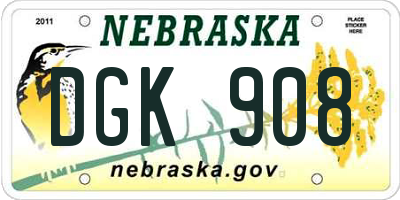NE license plate DGK908