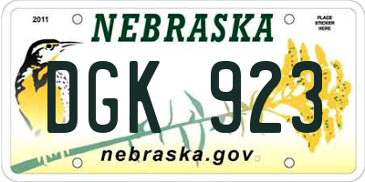 NE license plate DGK923