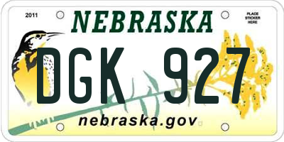 NE license plate DGK927