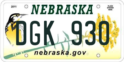 NE license plate DGK930