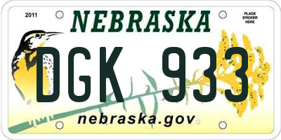 NE license plate DGK933