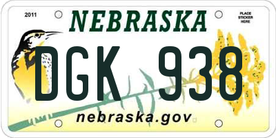 NE license plate DGK938