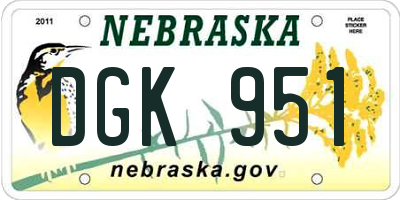 NE license plate DGK951