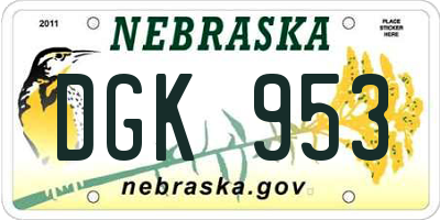 NE license plate DGK953