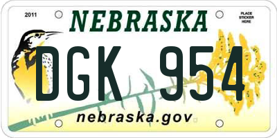 NE license plate DGK954
