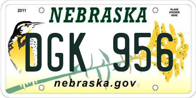 NE license plate DGK956
