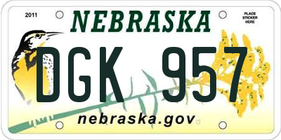 NE license plate DGK957