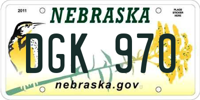 NE license plate DGK970