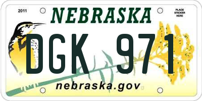 NE license plate DGK971