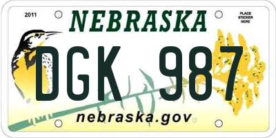 NE license plate DGK987