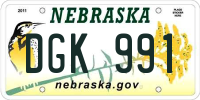 NE license plate DGK991