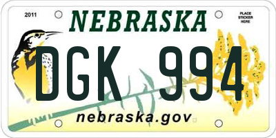 NE license plate DGK994