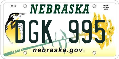 NE license plate DGK995
