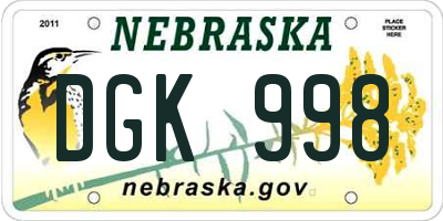 NE license plate DGK998