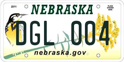 NE license plate DGL004