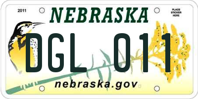 NE license plate DGL011