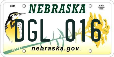 NE license plate DGL016