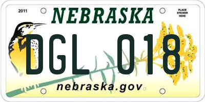 NE license plate DGL018