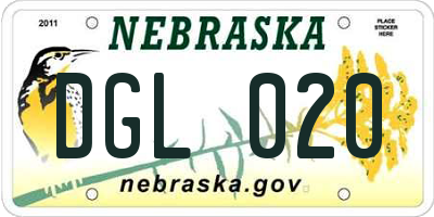 NE license plate DGL020