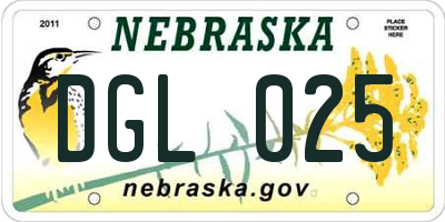 NE license plate DGL025