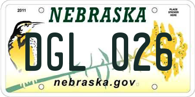 NE license plate DGL026
