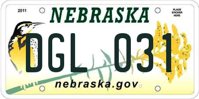 NE license plate DGL031