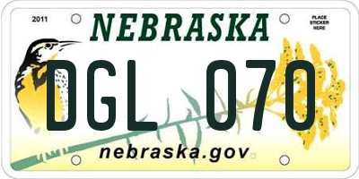 NE license plate DGL070