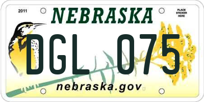 NE license plate DGL075
