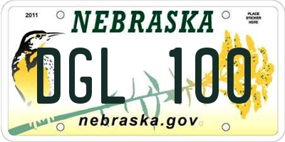 NE license plate DGL100