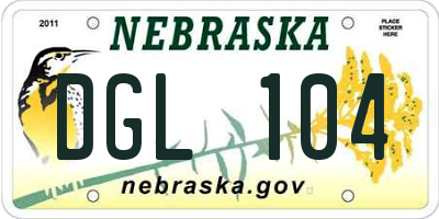 NE license plate DGL104