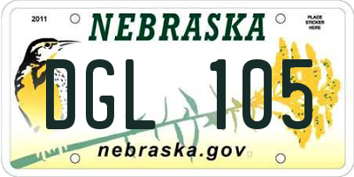NE license plate DGL105