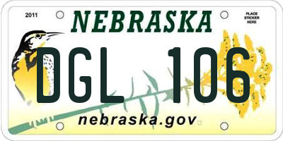 NE license plate DGL106