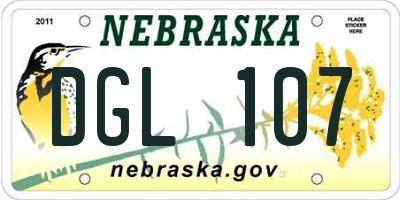NE license plate DGL107
