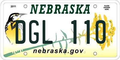 NE license plate DGL110