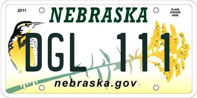 NE license plate DGL111