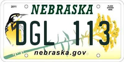 NE license plate DGL113