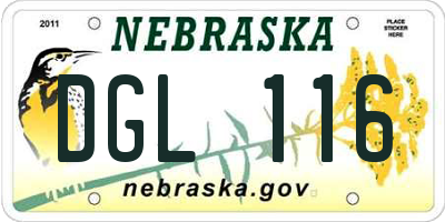 NE license plate DGL116